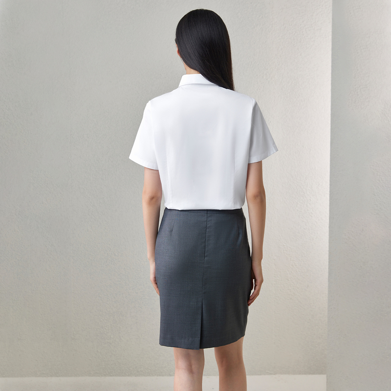 HLA/海澜之家日常通勤短袖正装衬衫24夏季新翻领软糯正装衬衣女装