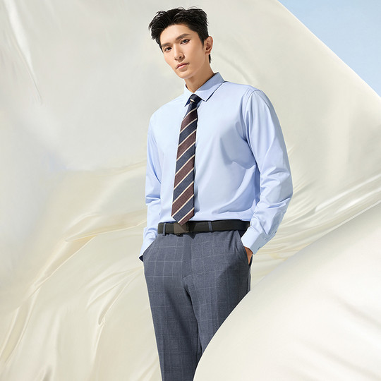 海澜之家商务休闲长袖衬衫男款工作服白色加绒厚保暖结婚衬衣大码