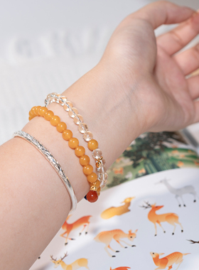 天然巴西黄水晶蜜蜡手串Fanx梵曦