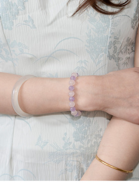 天然粉水晶紫水晶手串正桃花手串