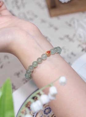 新中式原创天然绿草莓晶南红手串