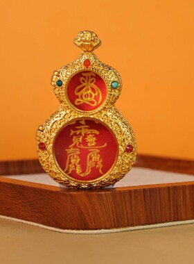 新款西藏唐卡手绘热贡葫芦心经咒文玩饰品吊坠天然矿物质颜料卡芯