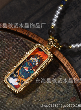 天然南红蜜蜡水晶项链中国风青金石珍珠大黑天泥塑唐卡吊坠锁骨