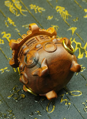 玄灵阁香插摆件太上老君炼丹香炉雷击枣木雕刻太极八卦小鼎装饰