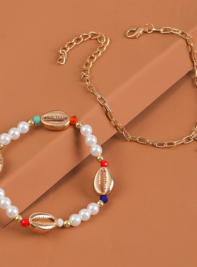 波西米亚海滩珍珠贝壳海星手链