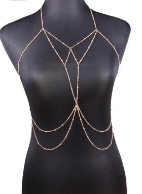 欧美链条饰品多层流苏身体链女