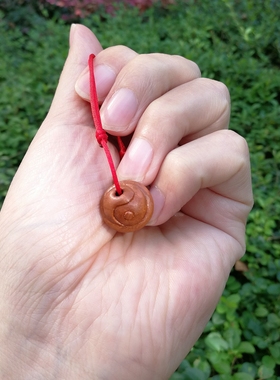 野生桃核宝宝满月太极红绳手工雕