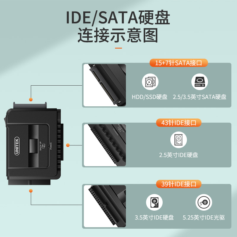 优越者USB硬盘易驱线 usb转ide sata串并口硬盘转换器转接线 光驱 - 图3