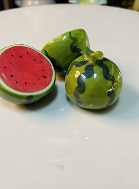 瓷蓓高温釉下彩陶瓷摆件茶宠仿真水果茶桌装饰柿子苹果樱桃葡萄梨