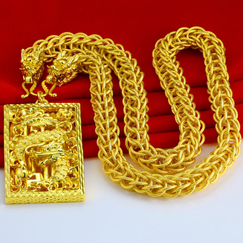 越南男士正宗仿真假霸气粗沙金项链 越南沙金 里外一个色项链