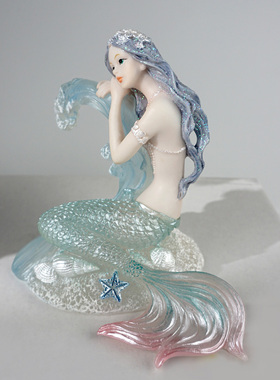 琉璃美人鱼水族箱摆件酒柜装饰品