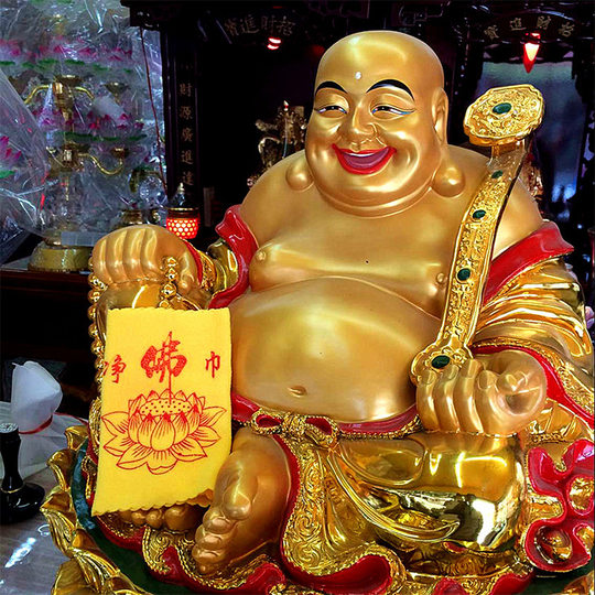 Zen residence, pure Buddha towel, Buddhist hall, temple living room, lotus Buddha cloth, yellow cloth for Buddha, dust whisk, ritual implement, wipe Buddha towel to purify the heart