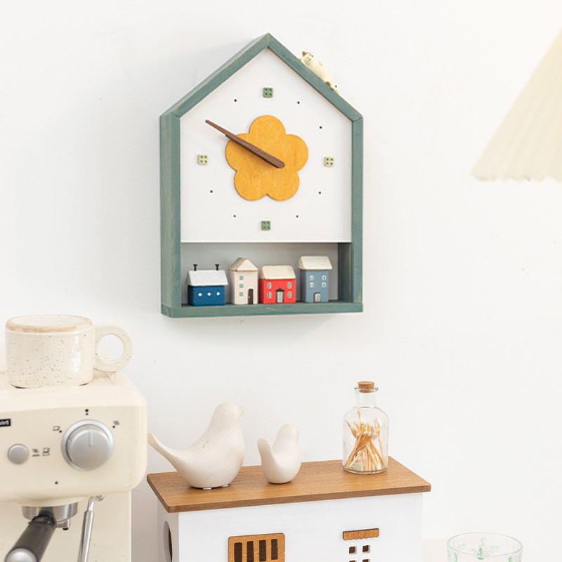 阿楹 日系挂墙钟表客厅可爱奶油儿童房时钟摆件星星人盲盒置物架,淘宝优惠券,粉丝福利购,淘宝优惠卷