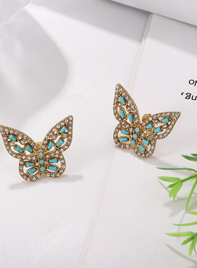 款韩国气质网红耳饰蝴蝶项链