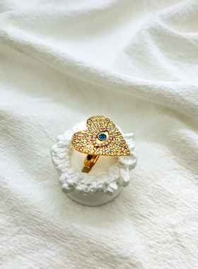 新款复古爱心钻石项链戒指耳环套装镀金 厂家直销