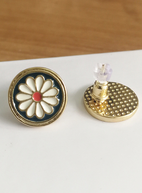 小雏菊花朵925银耳钉女复古森系