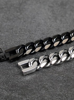 简约古巴链男女钛钢手链