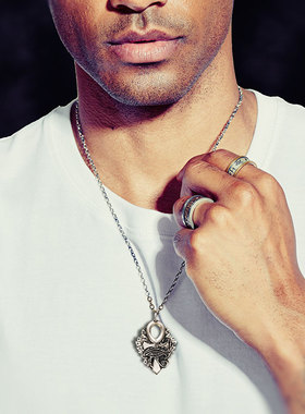 复古荷鲁斯之眼项链男银