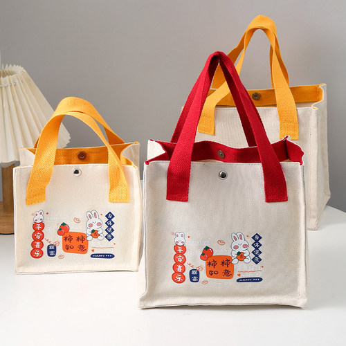 帆布包女包小包时尚休闲可爱手提包小方包便当包手提袋饭盒袋子大 - 图2