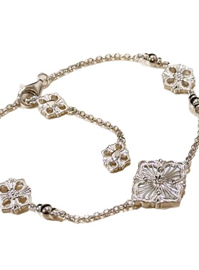 纯银S925小号布契风歌剧院白贝母手链轻奢百搭精致法式古典四叶草