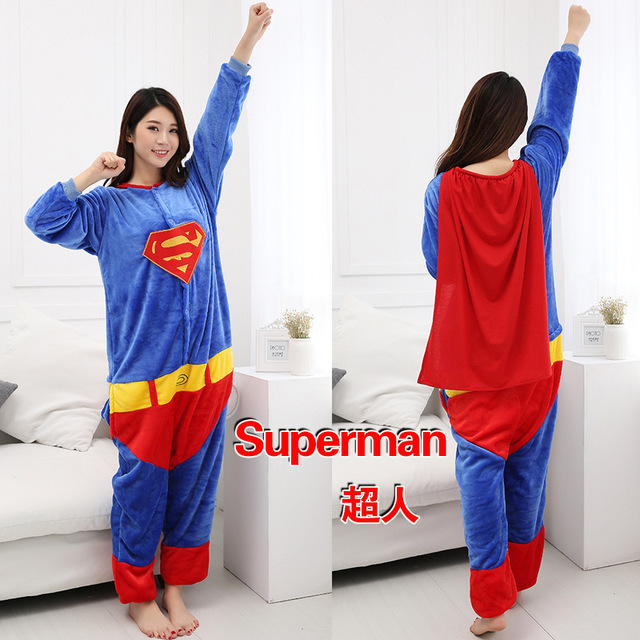 复仇者联盟美国队长超人蜘蛛侠蝙蝠侠钢铁侠卡通连体睡衣秋冬男女 - 图1