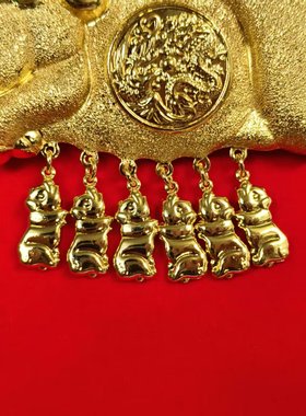 新娘结婚感仿真金金猪吊牌项链女款华丽三金首饰龙凤项坠饰品