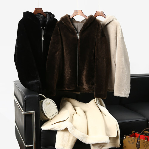 淘么淘 奢御寒澳大利亚进口皮毛一体高保暖宽松拉链连帽皮草外套 - 图1