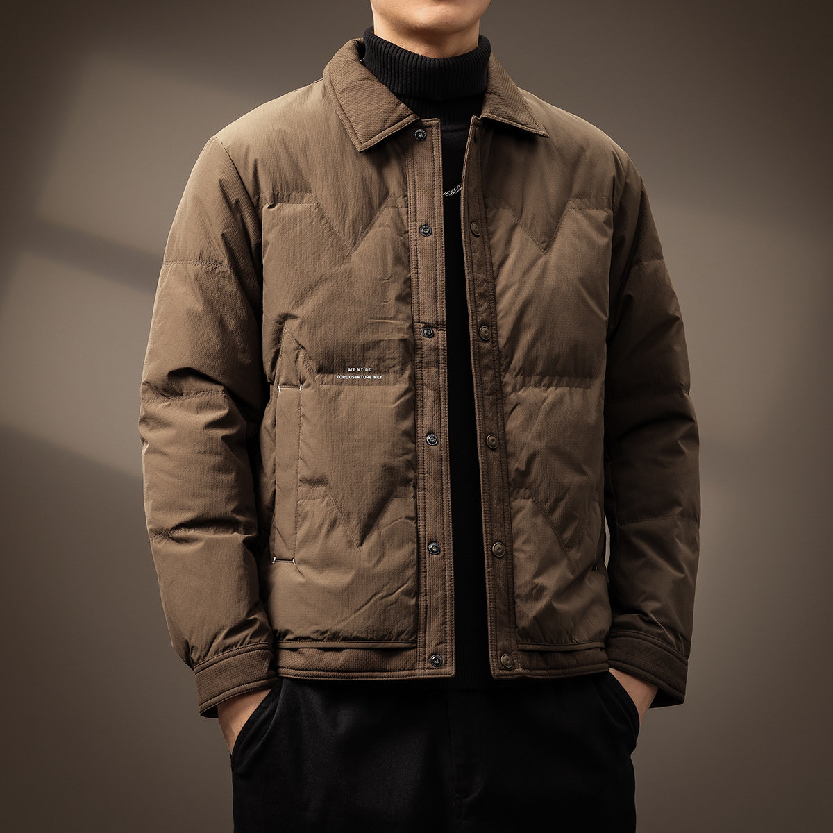 高端50白鸭绒衬衫式羽绒服男士冬季新款加厚宽松大码翻领轻薄外套,淘宝优惠券,粉丝福利购,淘宝优惠卷