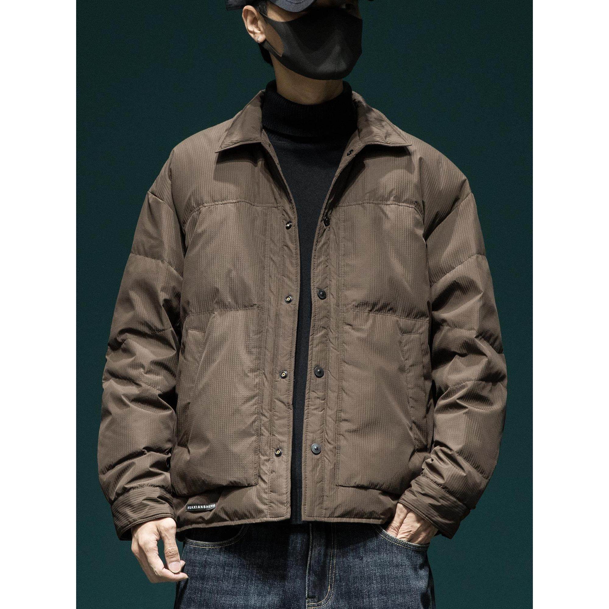 设计感绗缝衬衫领轻薄羽绒服男宽松大码冬季新款90白鸭绒保暖外套,淘宝优惠券,粉丝福利购,淘宝优惠卷