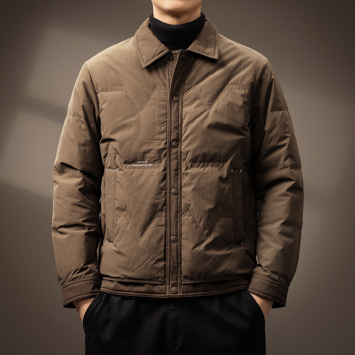 高端50白鸭绒衬衫式羽绒服男士冬季新款加厚宽松大码翻领轻薄外套,淘宝优惠券,粉丝福利购,淘宝优惠卷