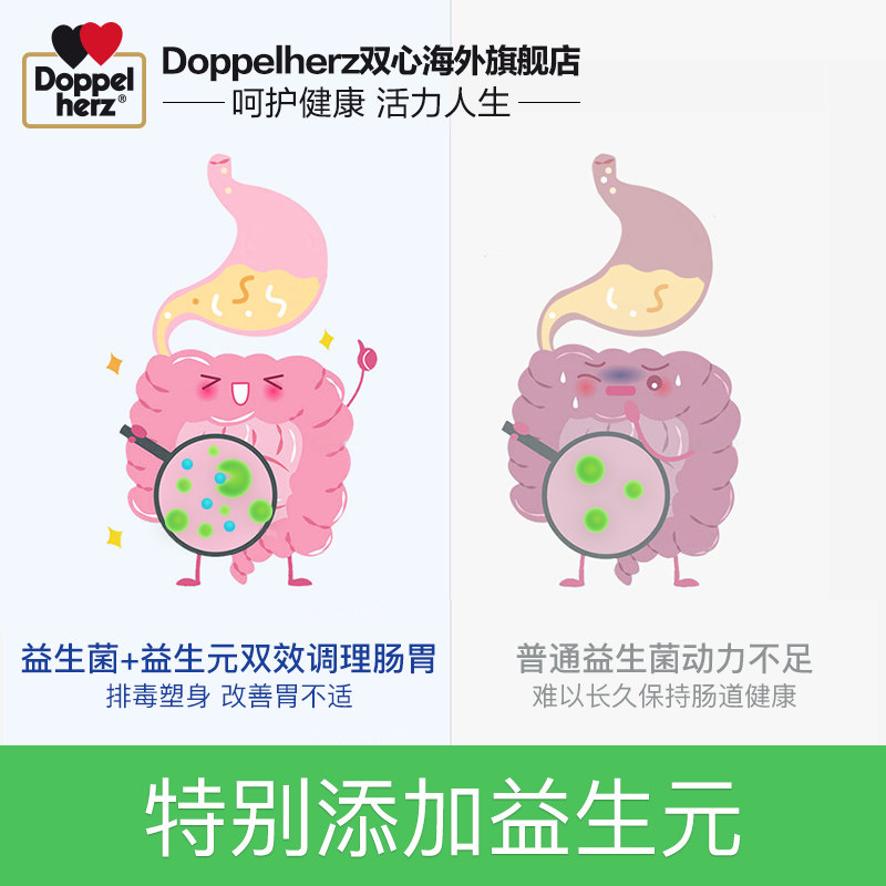 德国双心成人益生菌胶囊大人益生元 Doppelherz双心海外益生菌