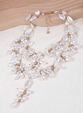 ZA跨境春季2条套装优雅时尚异形奇形仿珍珠项链气质叠层巴洛克女