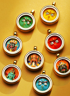 手绘唐卡佛眼文殊眼项链扎基拉母