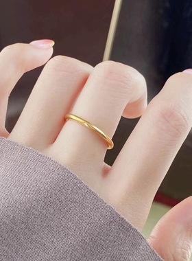 古法传承简约光面素圈钛钢戒指女民族风轻奢小众设计食指环不掉色