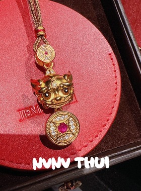 古法金色眨眼貔貅点钻铜钱项链 新中式 宝宝貔貅钱币项链 毛衣链