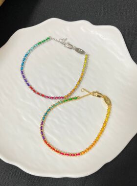 法国red多巴胺彩虹手工编织手绳本命年幸运刘雯同款渐变色女手链
