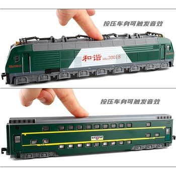 Harmony HXD locomotive ໄຟຟ້າ Dongfeng DF7 ສີຂຽວລົດໄຟໂລຫະປະສົມຮູບແບບກາຊວນ locomotive boy toy car