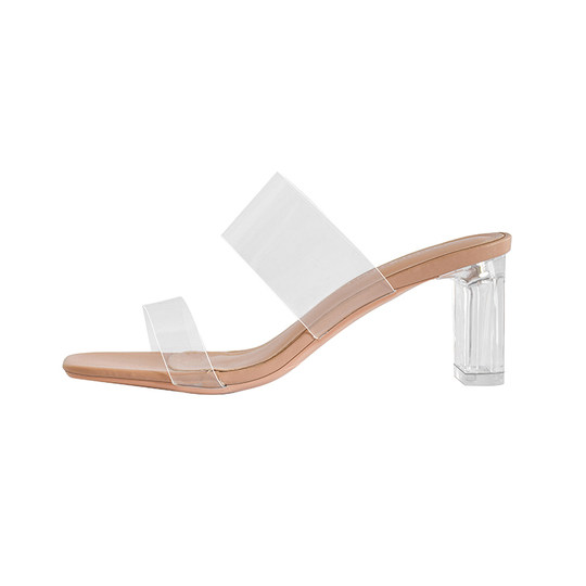 Sheepskin sandals crystal shoes sexy high heels women's slippers