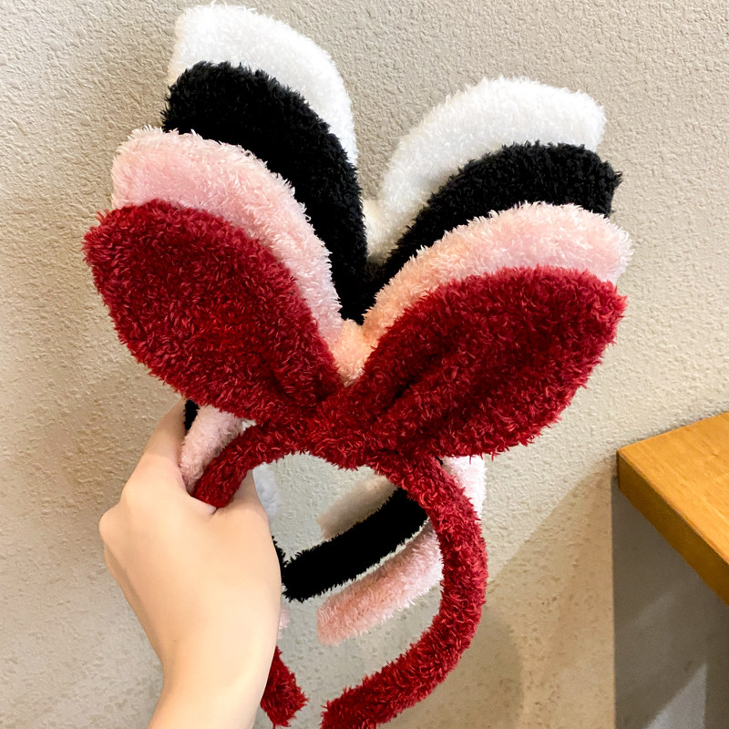 毛绒兔子耳朵发箍女2024新款洗脸头箍防滑压发发卡可爱束发带头饰,淘宝优惠券,粉丝福利购,淘宝优惠卷