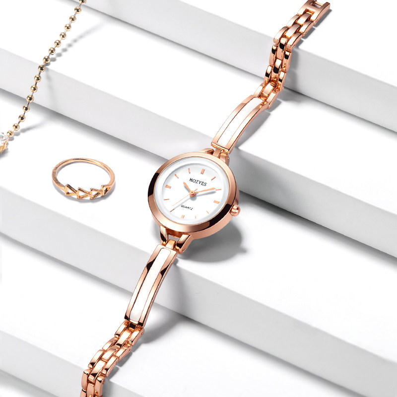 正品茉莉香水女士防水简约潮石英表 mozves茉莉香水国产腕表