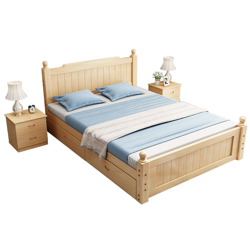 实木床1.5米现代简约欧式双人床主卧大床1.8m经济型家用1.2单人床