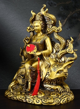 纯黄铜九尾狐摆件九姑娘真身铜像苏妲己娘娘神像仙家堂口供奉大号