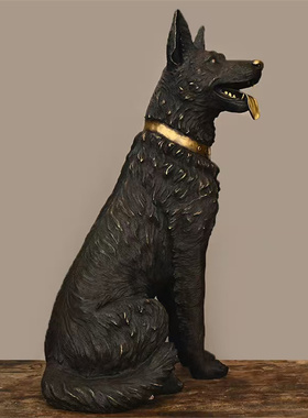 纯铜狼狗生肖狗警犬大号仿真狗看门狗庭院房屋缺角旺财狗动物摆件