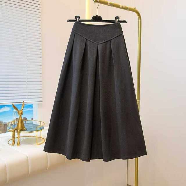 Skirt, elastic waist, A-line skirt, long skirt, high-end trendy