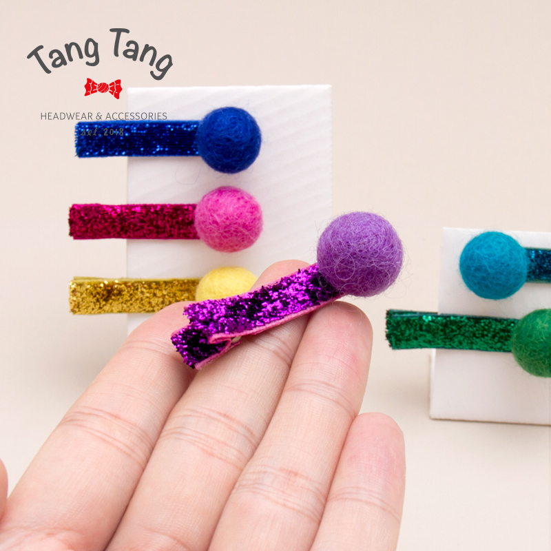 tangtang儿童发饰韩版彩虹球闪亮发夹泫雅简约风刘海发卡女童头饰 - 图1