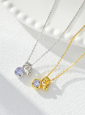 气质轻奢小众设计镶钻纯银项链