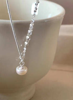 925纯银淡水珍珠独特设计锁骨链