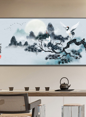 松鹤延年客厅挂画仙鹤装饰画祥鹤