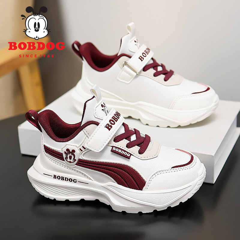 巴布豆童鞋男童鞋子2025秋冬新款皮面防水儿童运动鞋男孩跑步鞋 - 图2