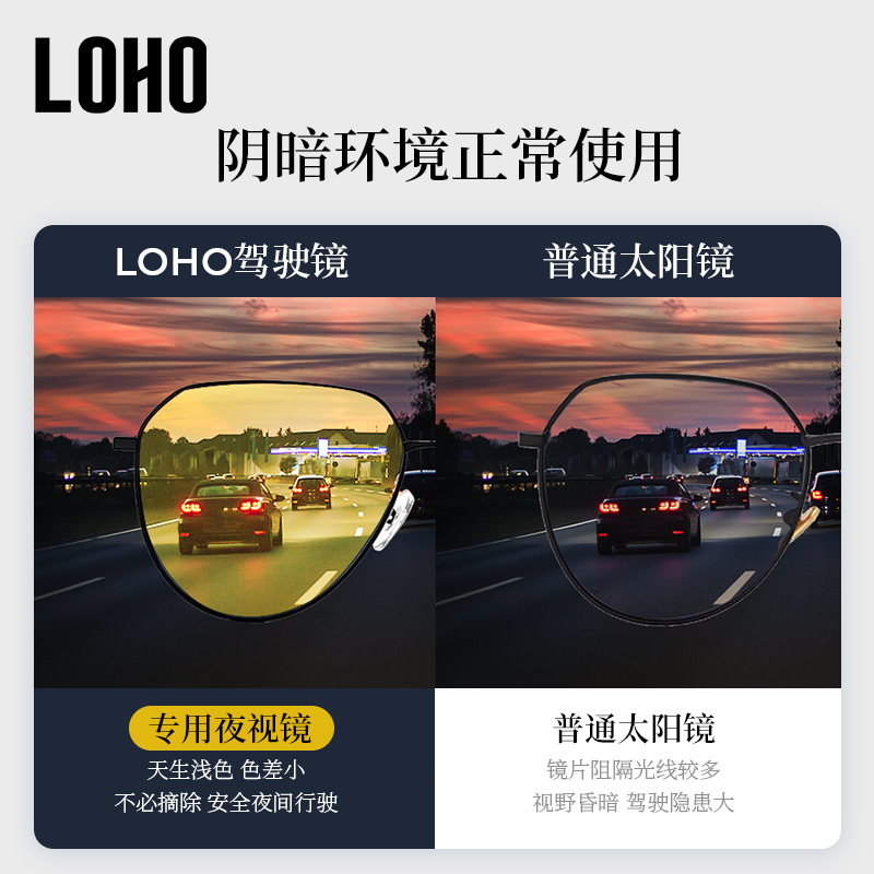 loho男款偏光防紫外线近视太阳镜 loho眼镜生活太阳眼镜